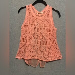 Rewind Peach Crochet Knit Tank Top